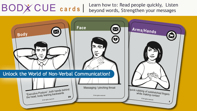 Body Cue Cards - Learn how to: Read people quickly,  Listen beyond words, Strengthen your messages